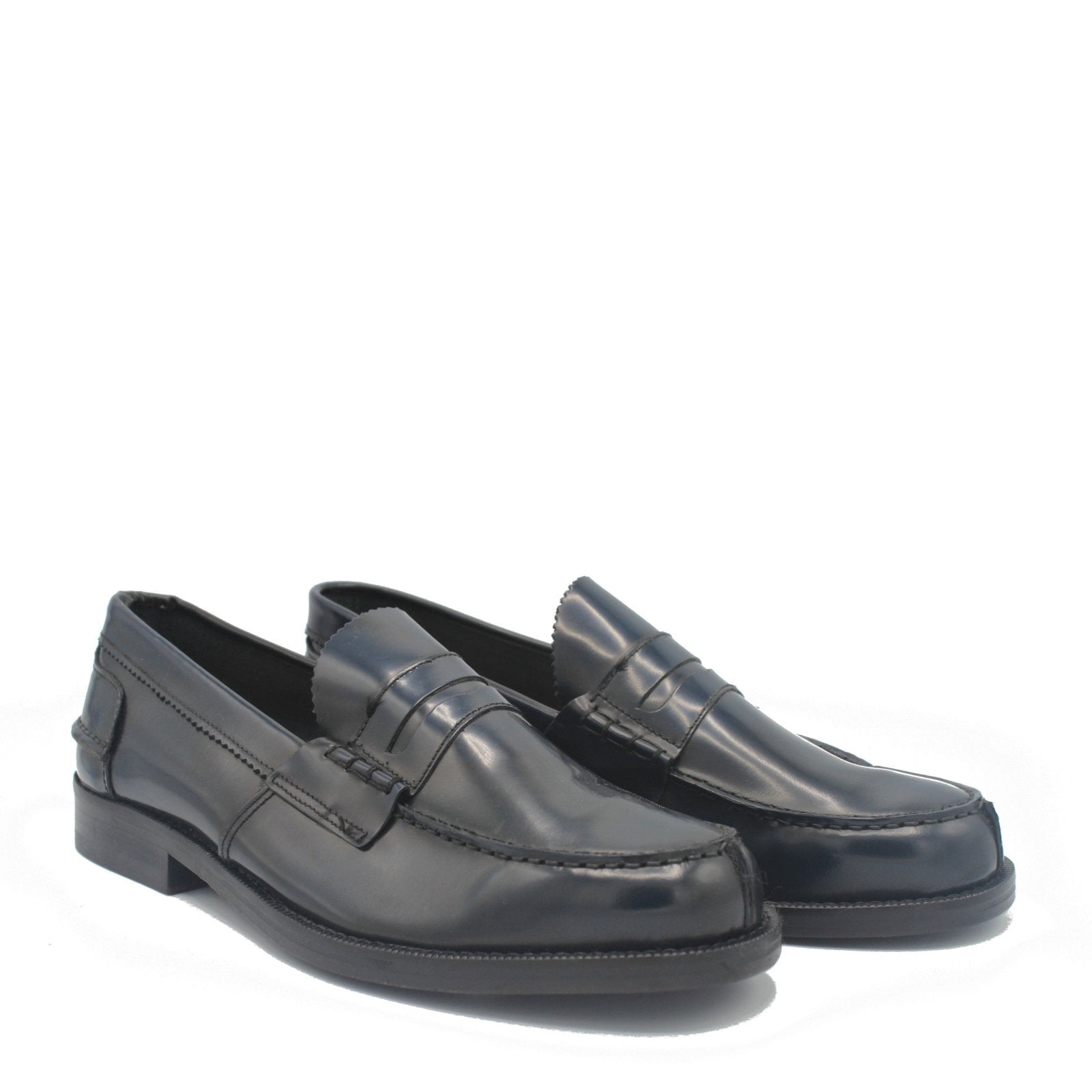 PENNY LOAFER NAVY POLISHED - Saxone of Scotland