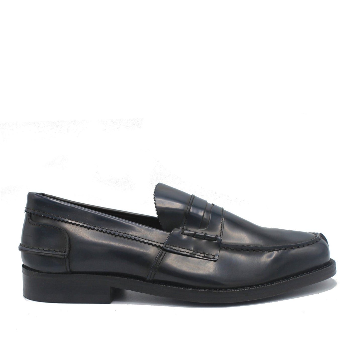 PENNY LOAFER NAVY POLISHED - Saxone of Scotland