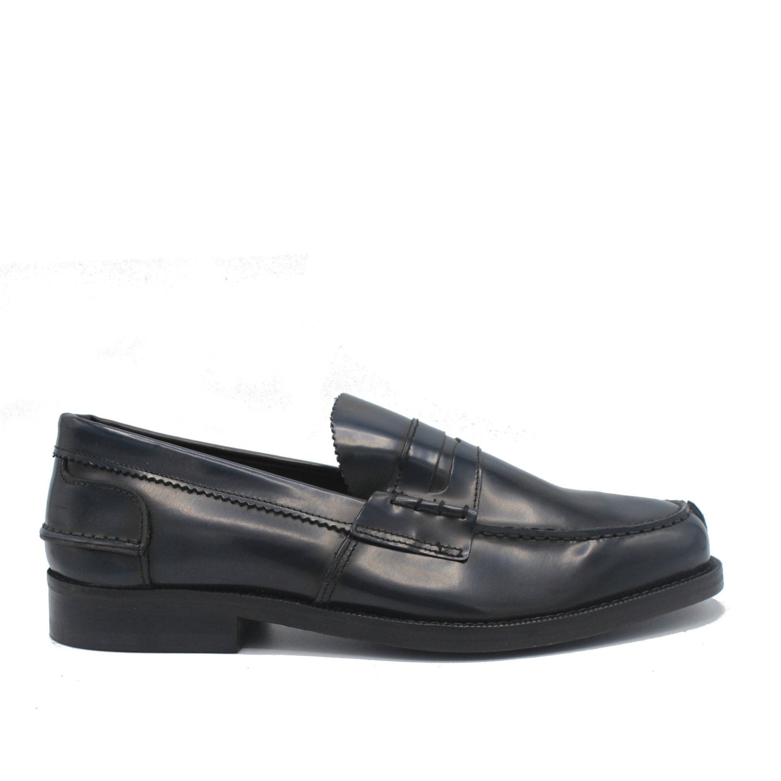 PENNY LOAFER NAVY POLISHED - Saxone of Scotland