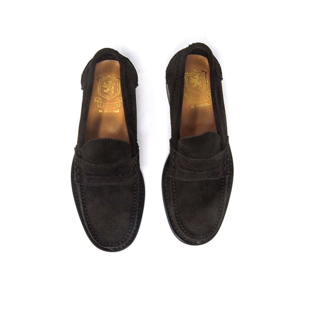 WOMAN PENNY LOAFER DARK BROWN SUEDE - Saxone of Scotland