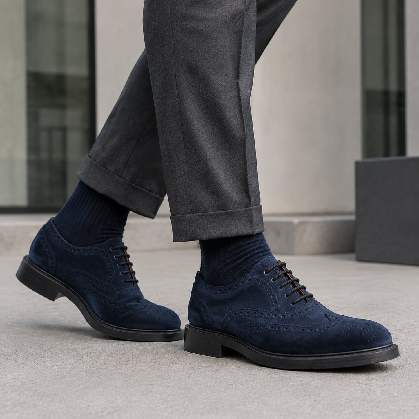 DERBY FULL BROGUE SUEDE GOODYEAR