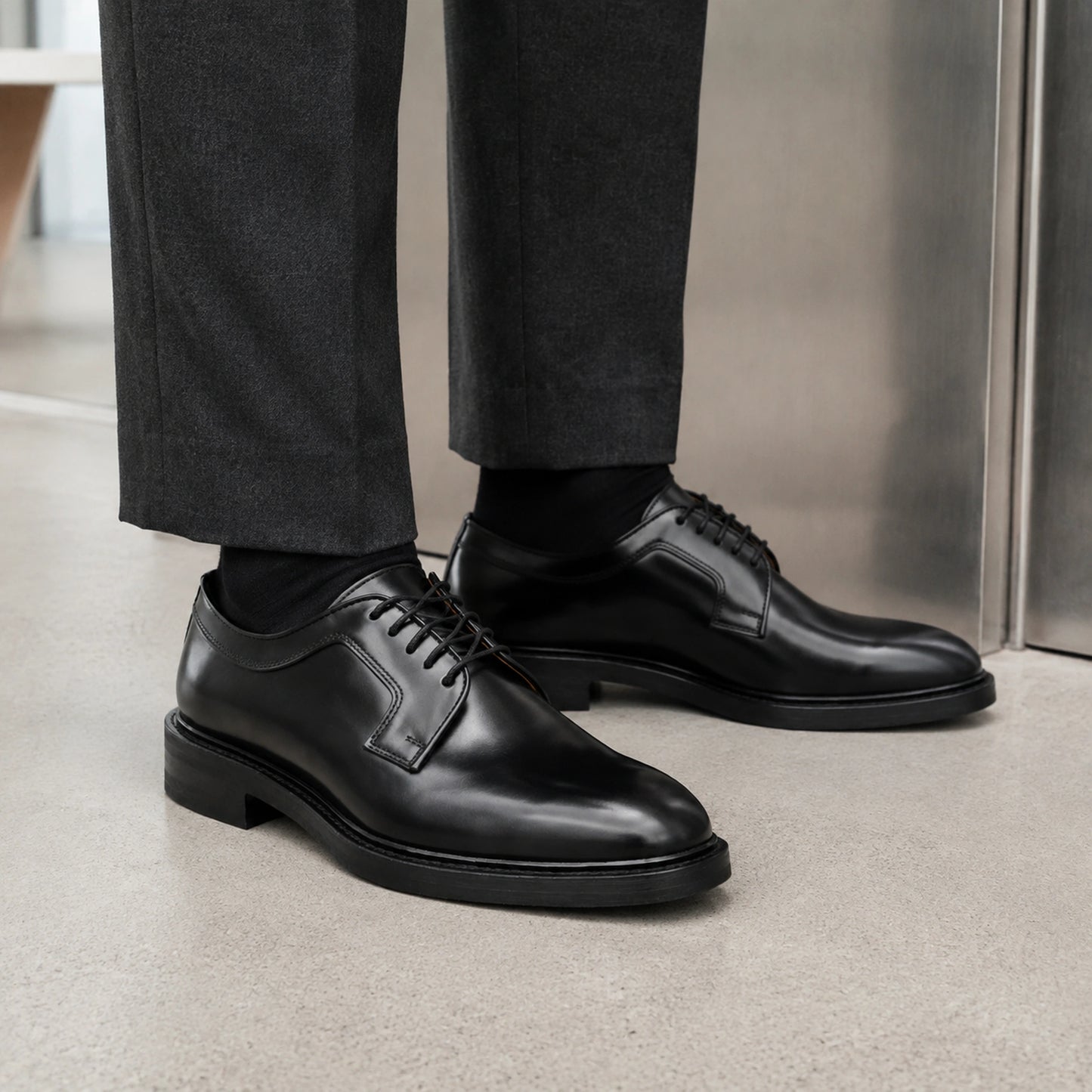 Plain-Toe Derby – Polished Leather