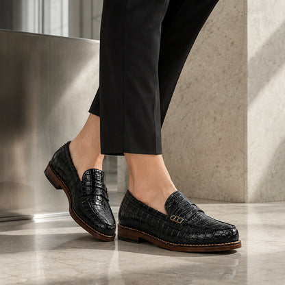 WOMAN COLLEGE LOAFER CROCO PRINT GOODYEAR