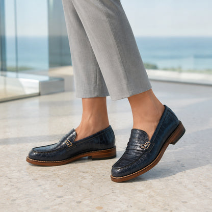 WOMAN COLLEGE LOAFER CROCO PRINT GOODYEAR