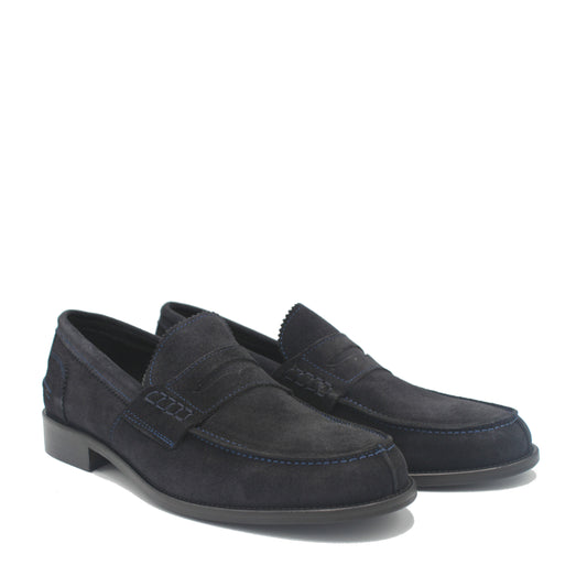 SUNDAY LOAFER NAVY SUEDE - Saxone of Scotland
