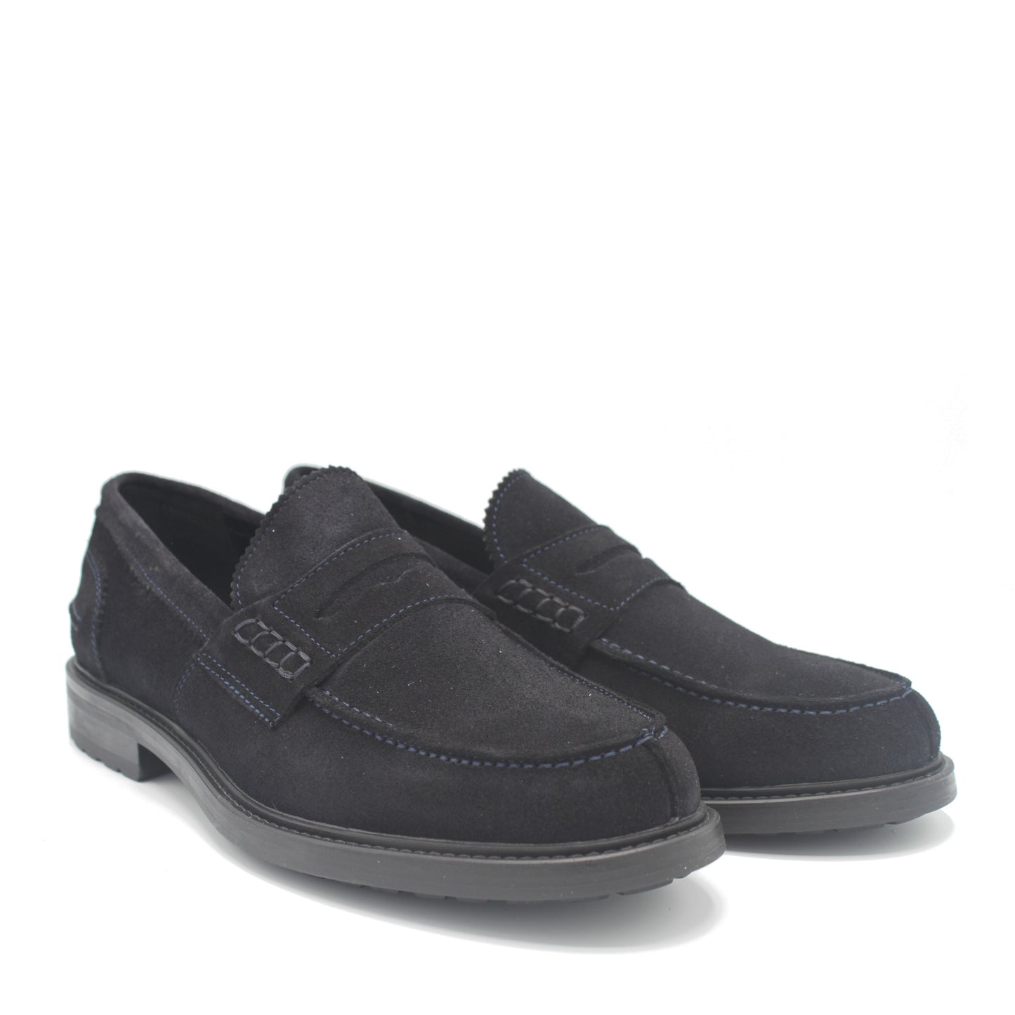 SUNDAY LOAFER NAVY SUEDE RUBBER SOLE - Saxone of Scotland