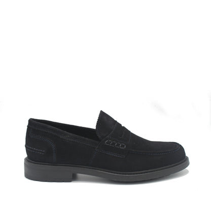 SUNDAY LOAFER NAVY SUEDE RUBBER SOLE - Saxone of Scotland