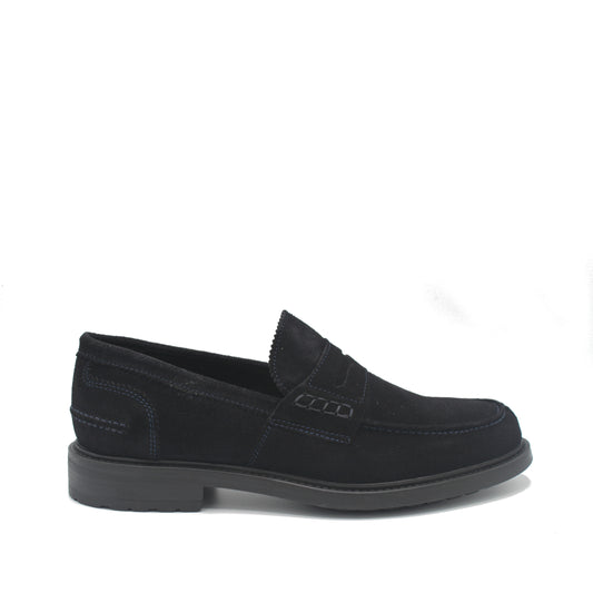 SUNDAY LOAFER NAVY SUEDE RUBBER SOLE - Saxone of Scotland