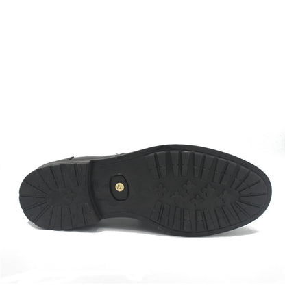 SUNDAY LOAFER DARK BROWN GRAIN RUBBER SOLE - Saxone of Scotland