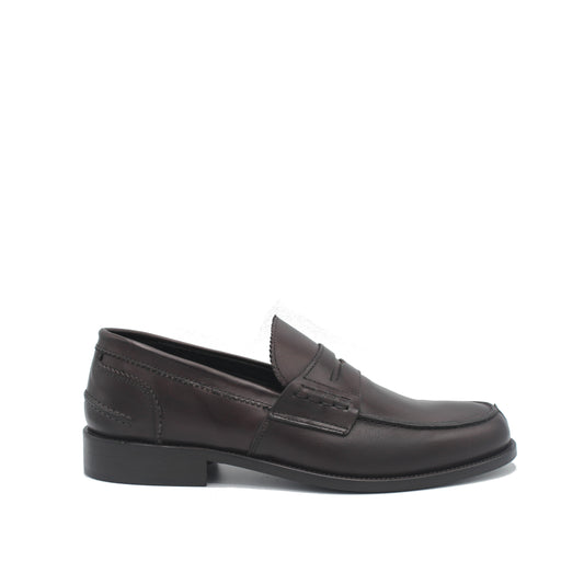 SUNDAY LOAFER DARK BROWN LEATHER - Saxone of Scotland