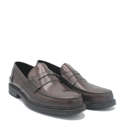 SUNDAY LOAFER DARK BROWN LEATHER RUBBER SOLE - Saxone of Scotland