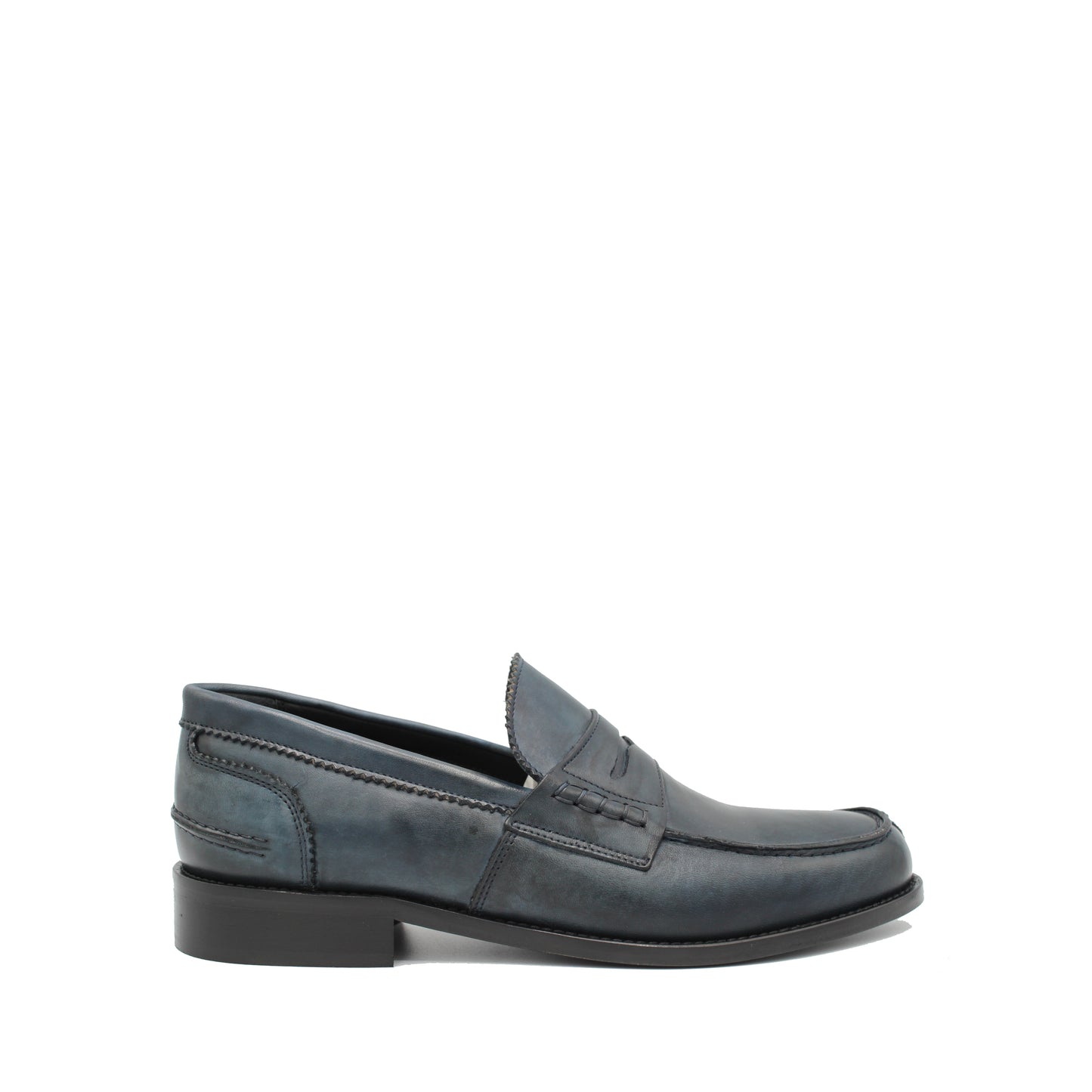 SUNDAY LOAFER NAVY LEATHER - Saxone of Scotland