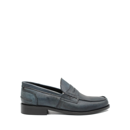 SUNDAY LOAFER NAVY LEATHER - Saxone of Scotland