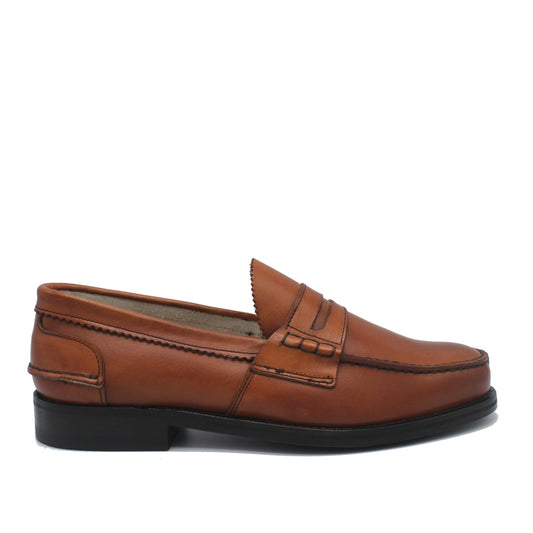 PENNY LOAFER CHESTNUT LEATHER - Saxone of Scotland