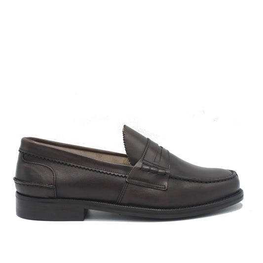 PENNY LOAFER DARK BROWN LEATHER - Saxone of Scotland