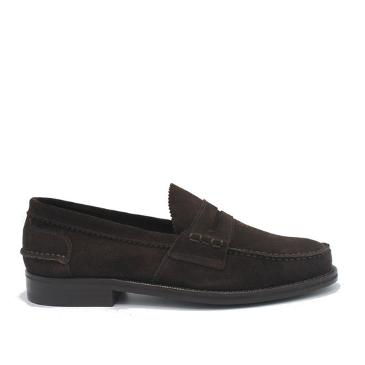 PENNY LOAFER DARK BROWN SUEDE - Saxone of Scotland