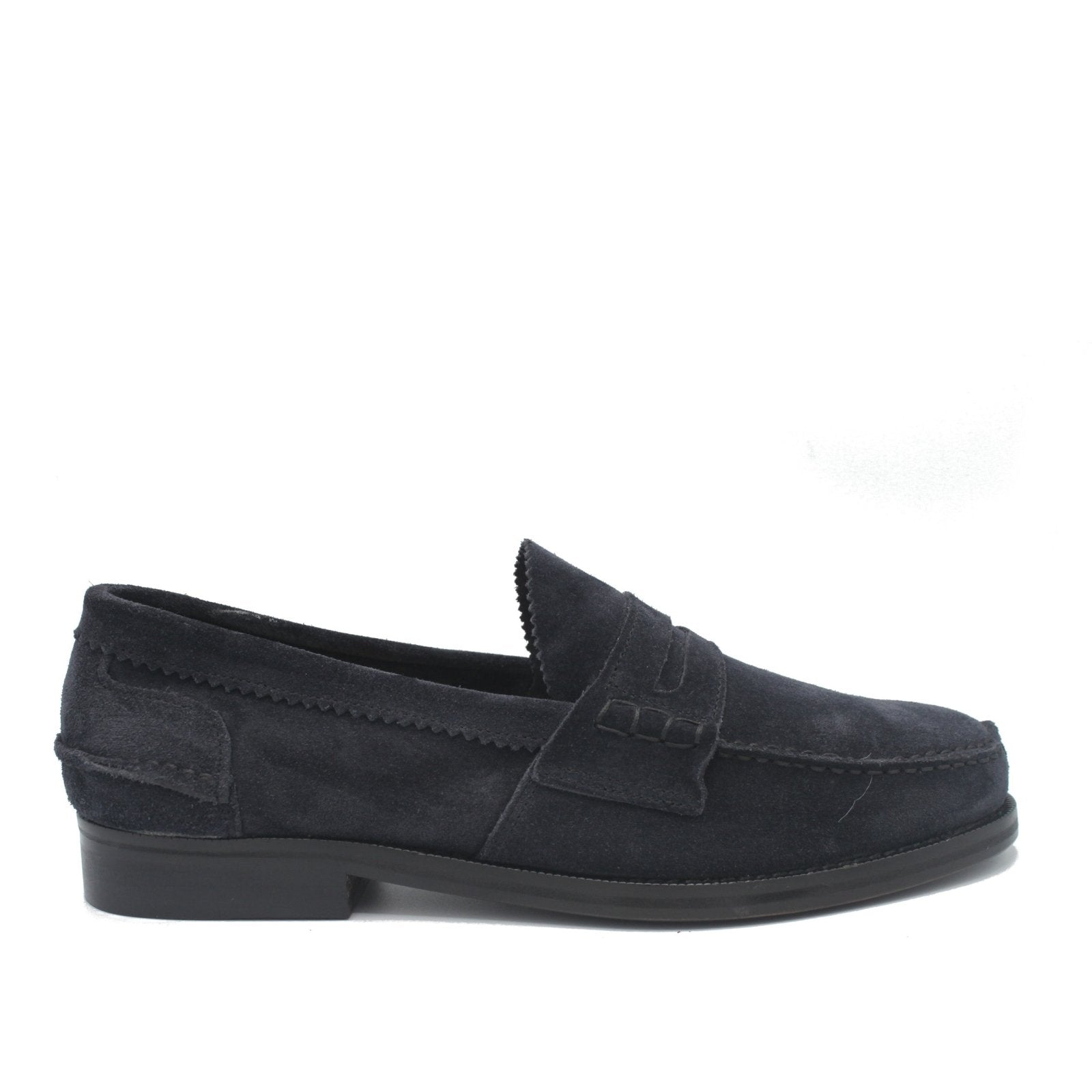 PENNY LOAFER NAVY SUEDE - Saxone of Scotland