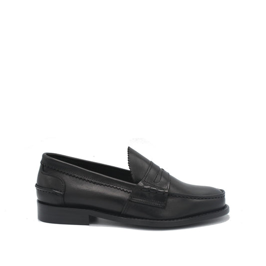 WOMAN PENNY LOAFER BLACK LEATHER - Saxone of Scotland