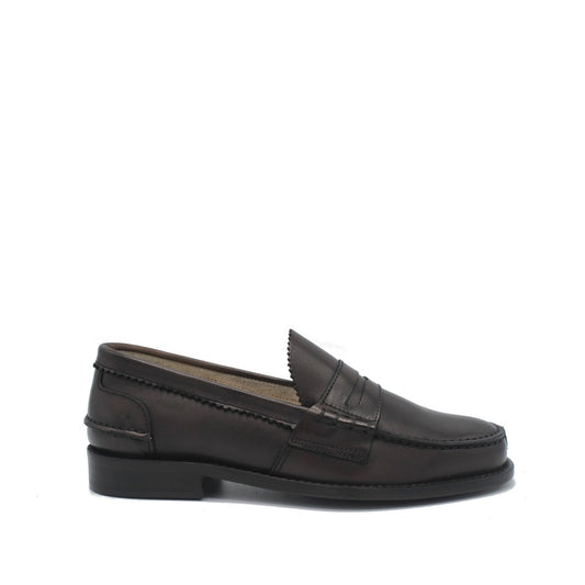 WOMAN PENNY LOAFER DARK BROWN LEATHER - Saxone of Scotland