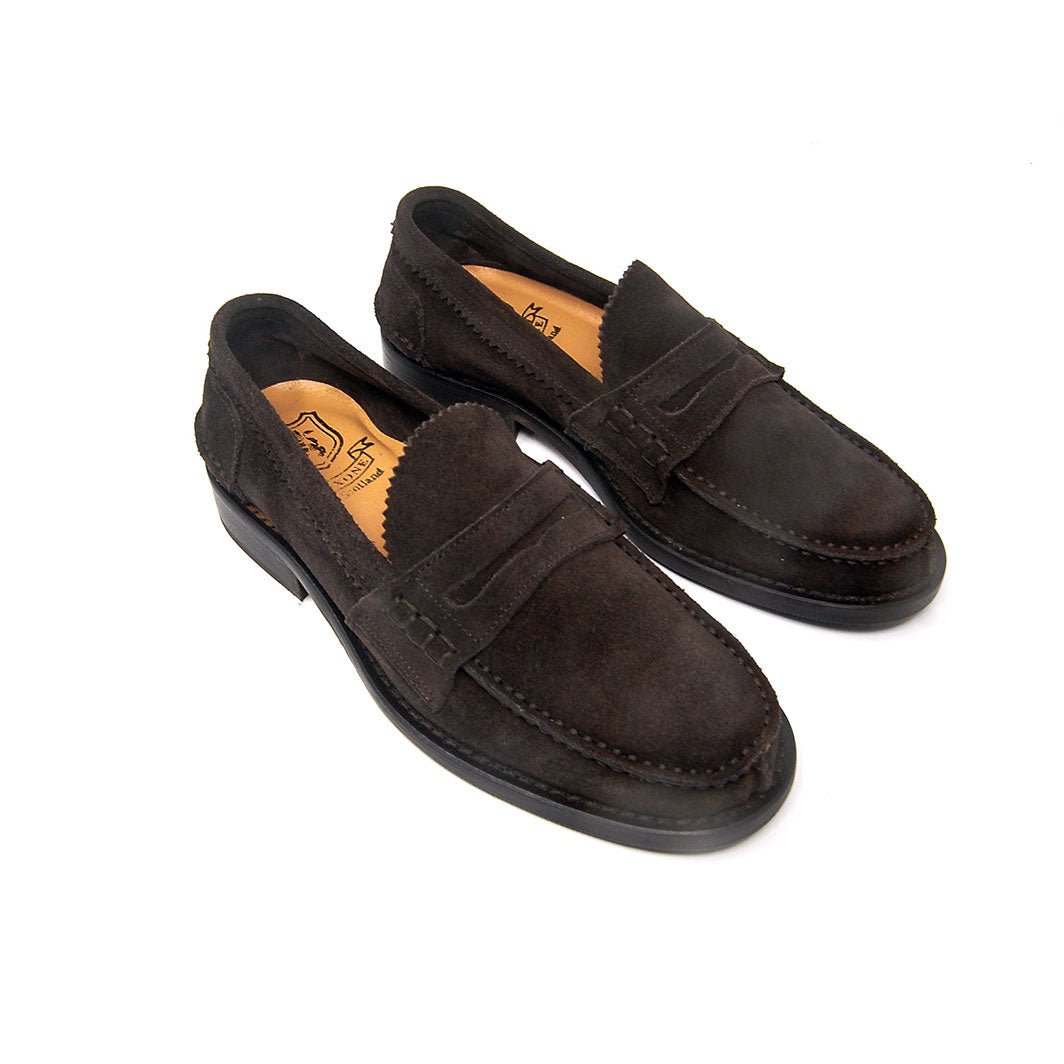 WOMAN PENNY LOAFER DARK BROWN SUEDE - Saxone of Scotland
